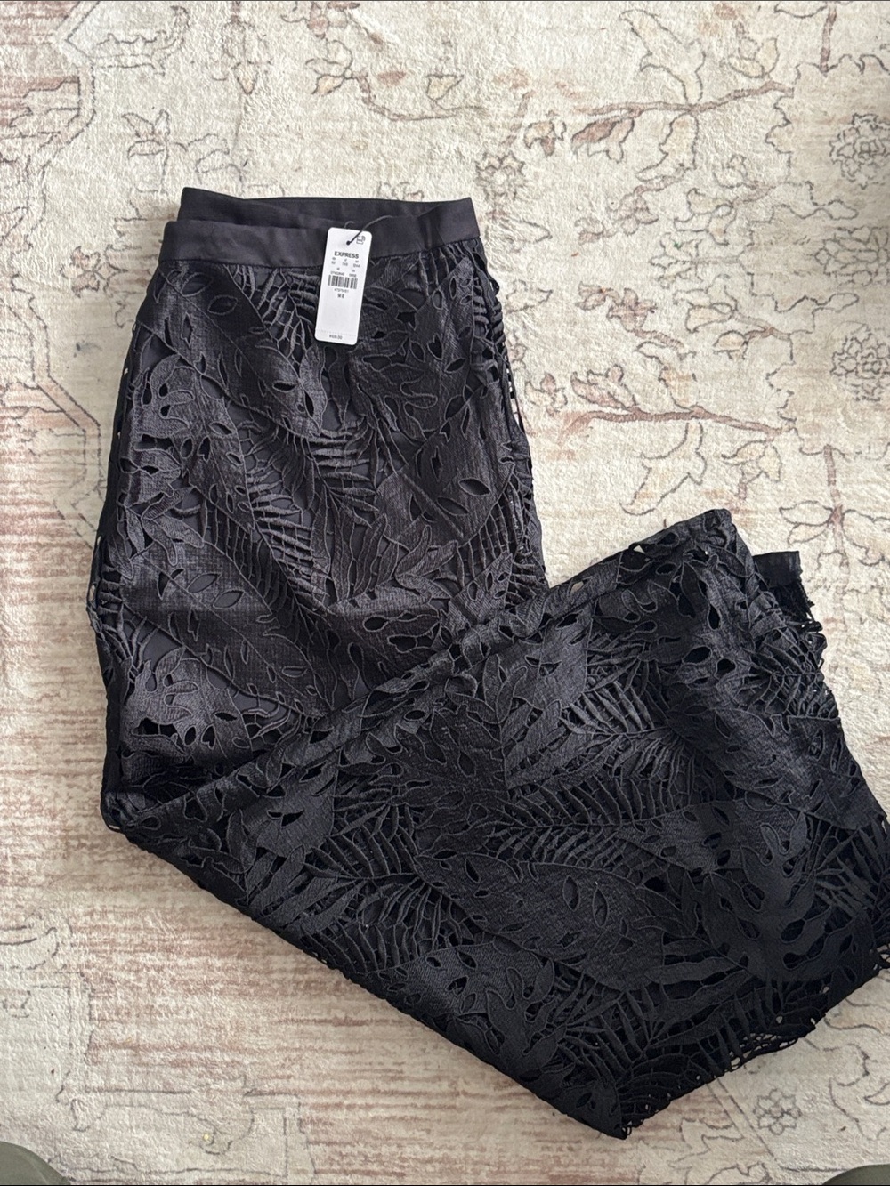 Express Black Lace Overlay Maxi Pant